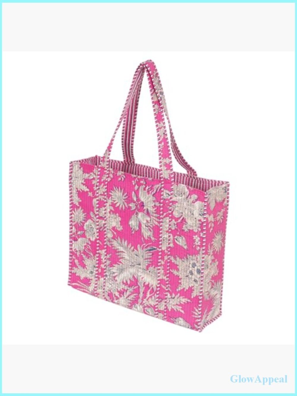 Lightweight Cotton Shoulder Tote Bag 15x18x5.5" Foldable Travel Beach Grocery - Picture 4 of 7